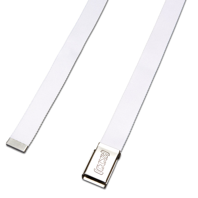 CCS Silver Logo Buckle Belt - White