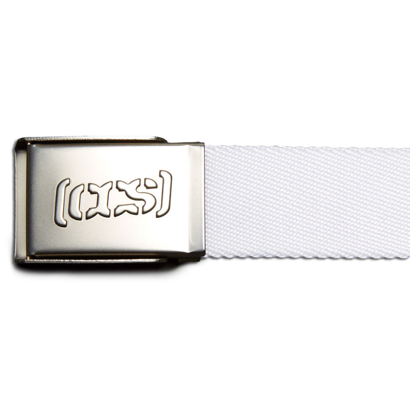 CCS Silver Logo Buckle Belt - White