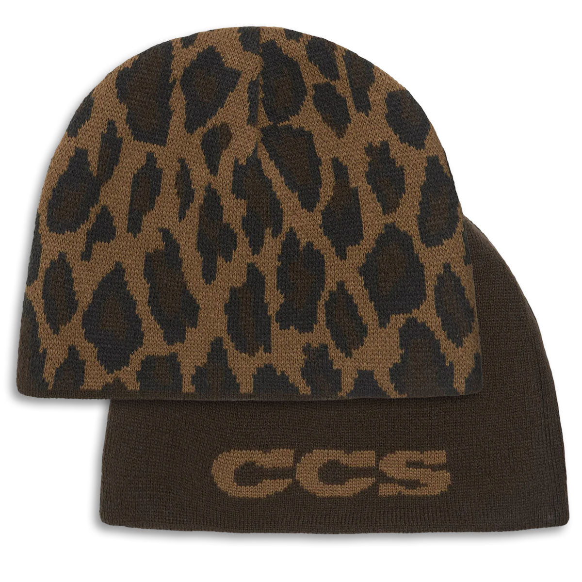CCS Reversible Leopard Skully Beanie - Brown image 1