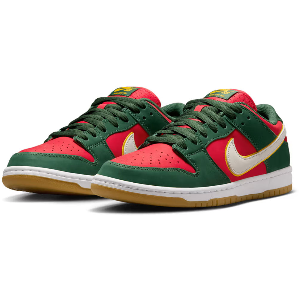 Nike SB Supersonics Dunk Low Pro Premium Shoes - Fir/White/University Gold/Fire Red image 4