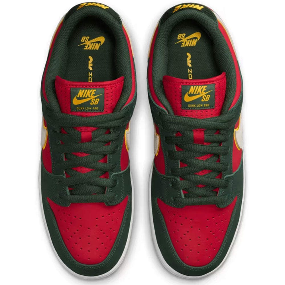 Nike SB Supersonics Dunk Low Pro Premium Shoes - Fir/White/University Gold/Fire Red image 5