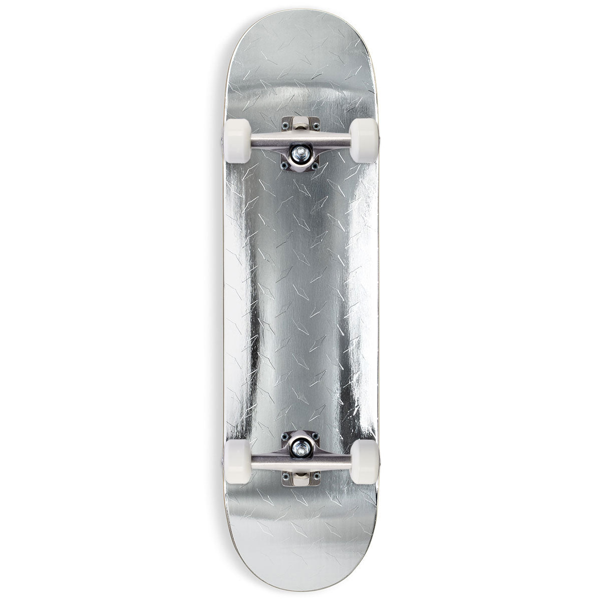 CCS Diamond Plate Embossed Skateboard Complete - Silver Foil image 1