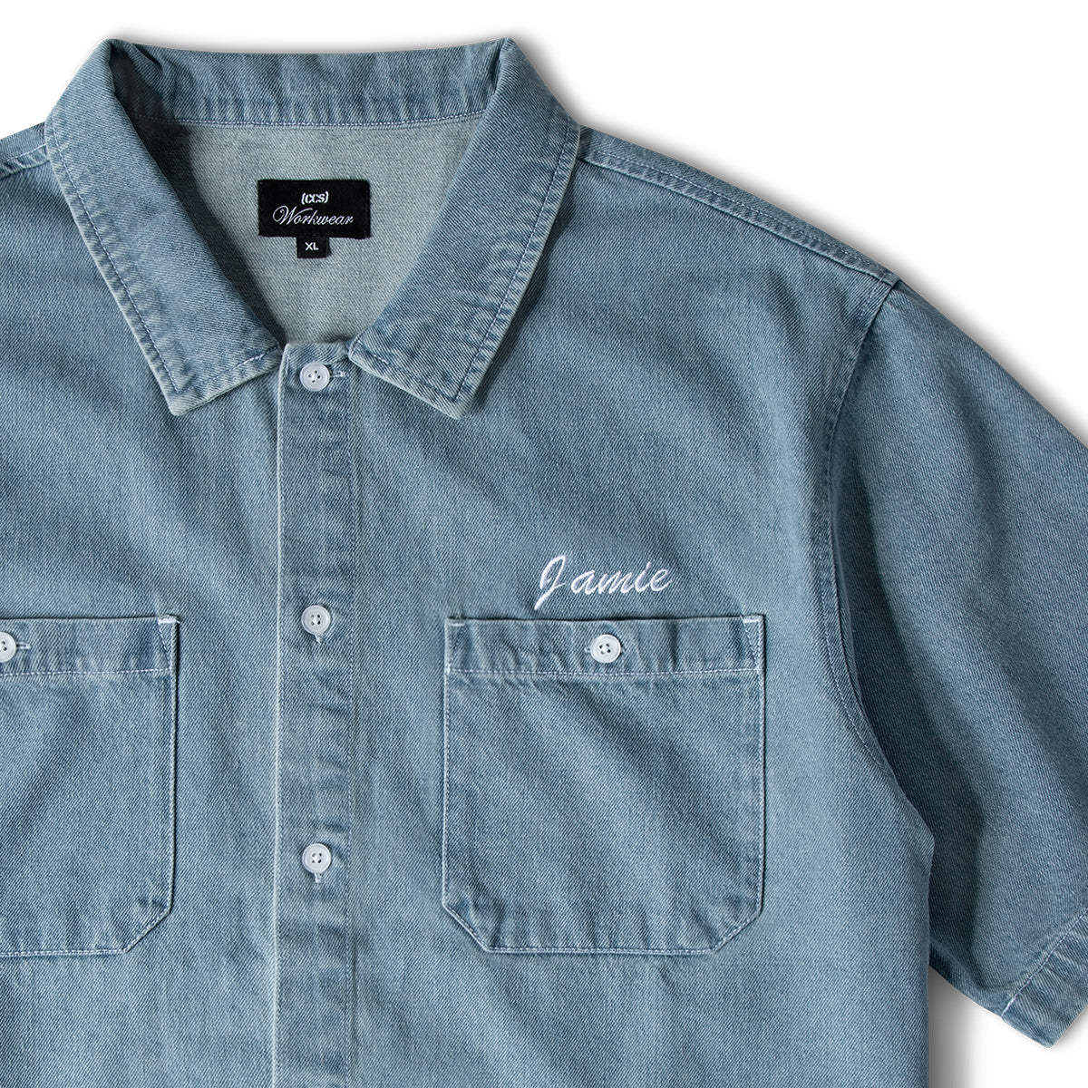 CCS Custom Embroidered Work Shirt - Light Blue Denim image 3