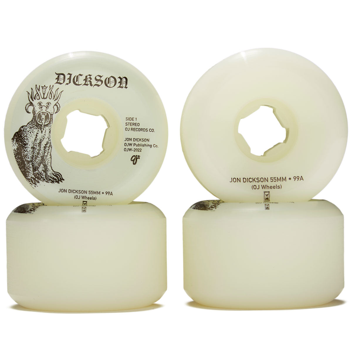 OJ Jon Dickson Hi-Fi Original Hardline 99a Skateboard Wheels - White - 55mm image 2