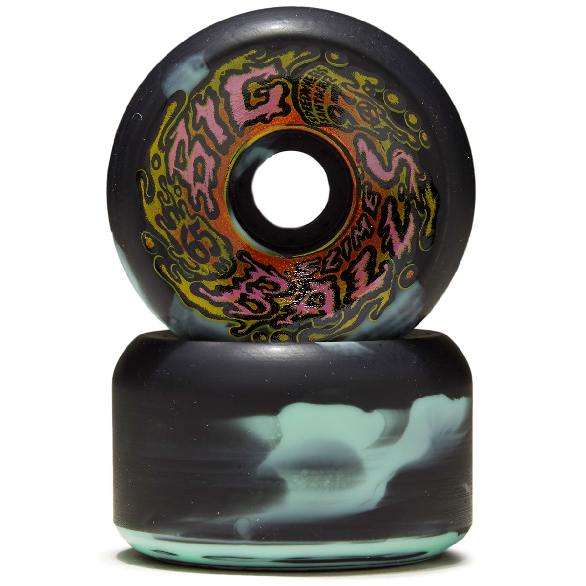 Slime Balls Big Balls 97A Skateboard Wheels - Teal/Black Swirl - 65mm