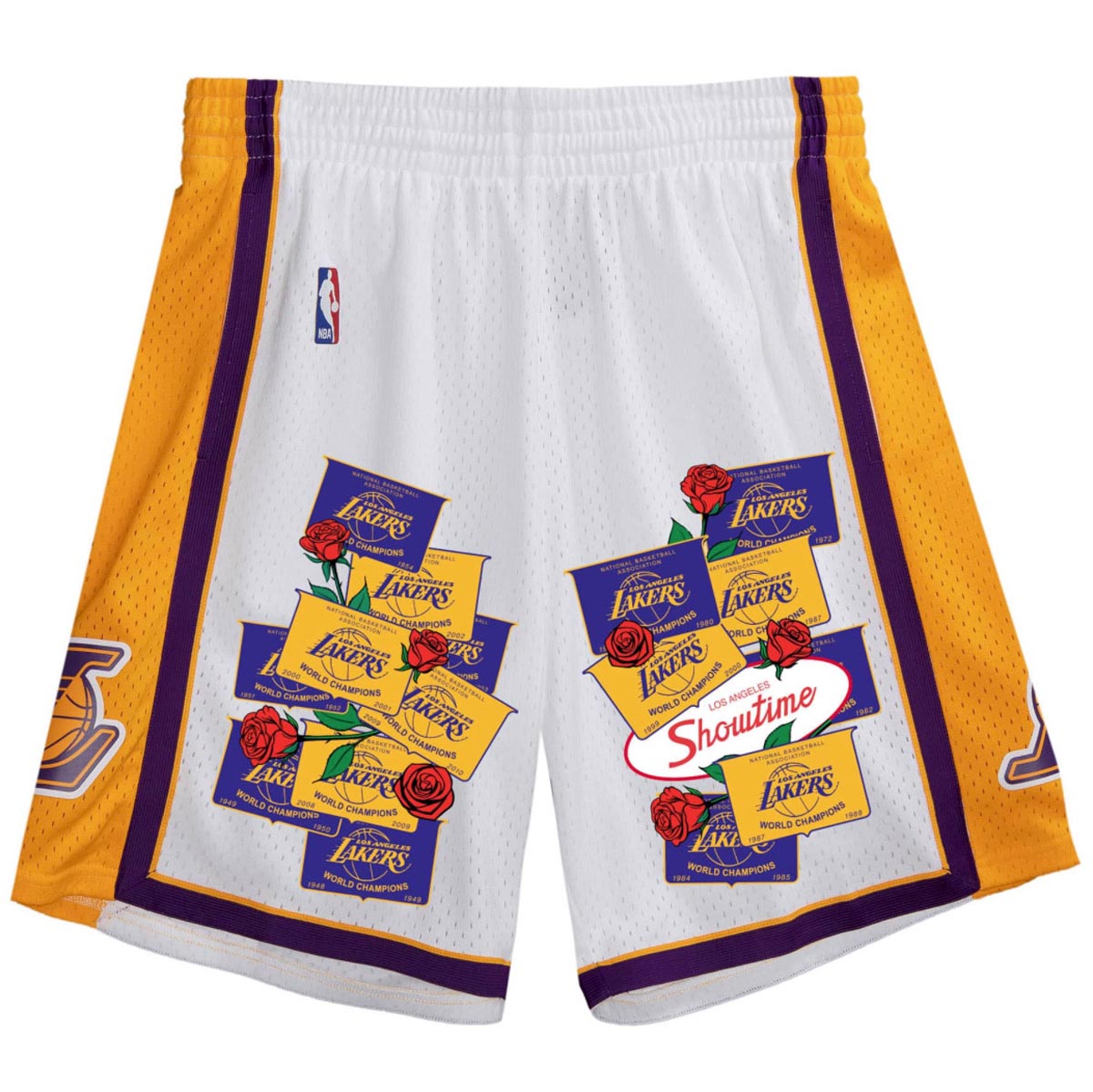 Mitchell & Ness x NBA Roses And Banners Lakers Shorts   White – CCS