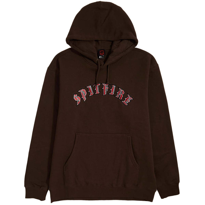 Spitfire Old E Emb Hoodie - Brown/Red/Black/White