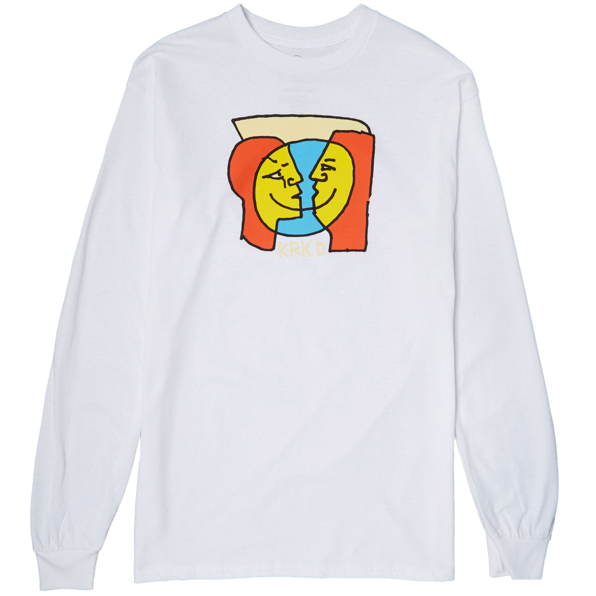 Krooked Krkd Moonsmile Long Sleeve T-Shirt - White/Multi image 1