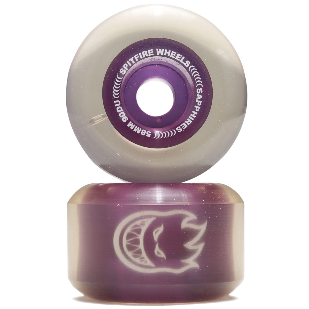 Spitfire 90d Sapphires Skateboard Wheels - Clear Purple - 58mm image 2