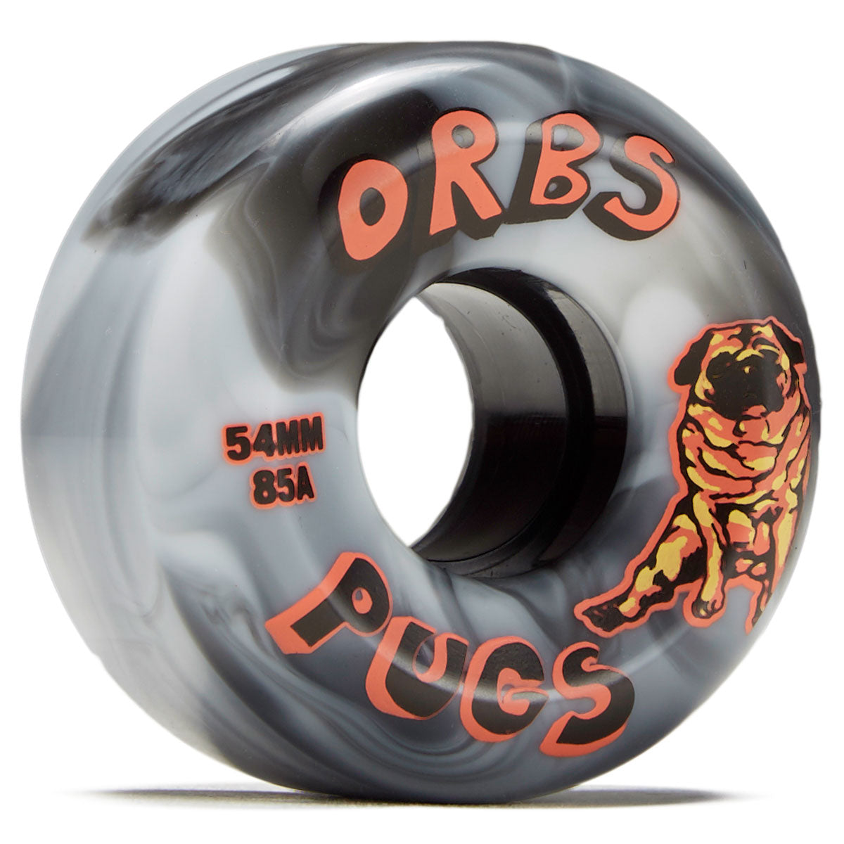 Welcome Orbs Pugs 85a Skateboard Wheels - Black/White Swirl - 54mm image 1