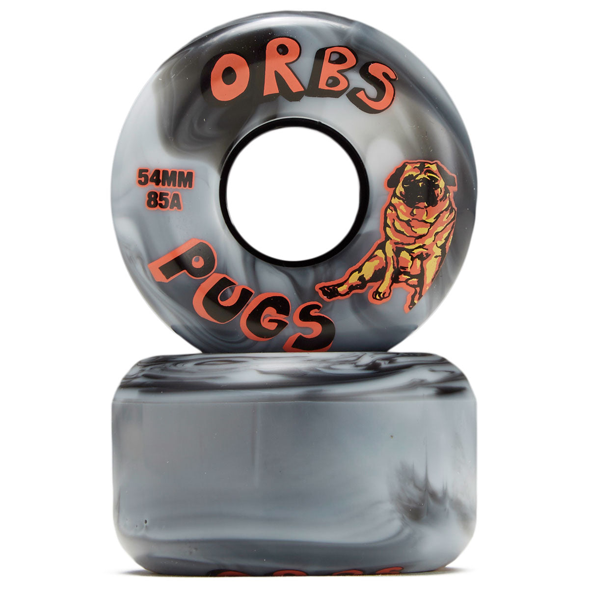 Welcome Orbs Pugs 85a Skateboard Wheels - Black/White Swirl - 54mm image 2