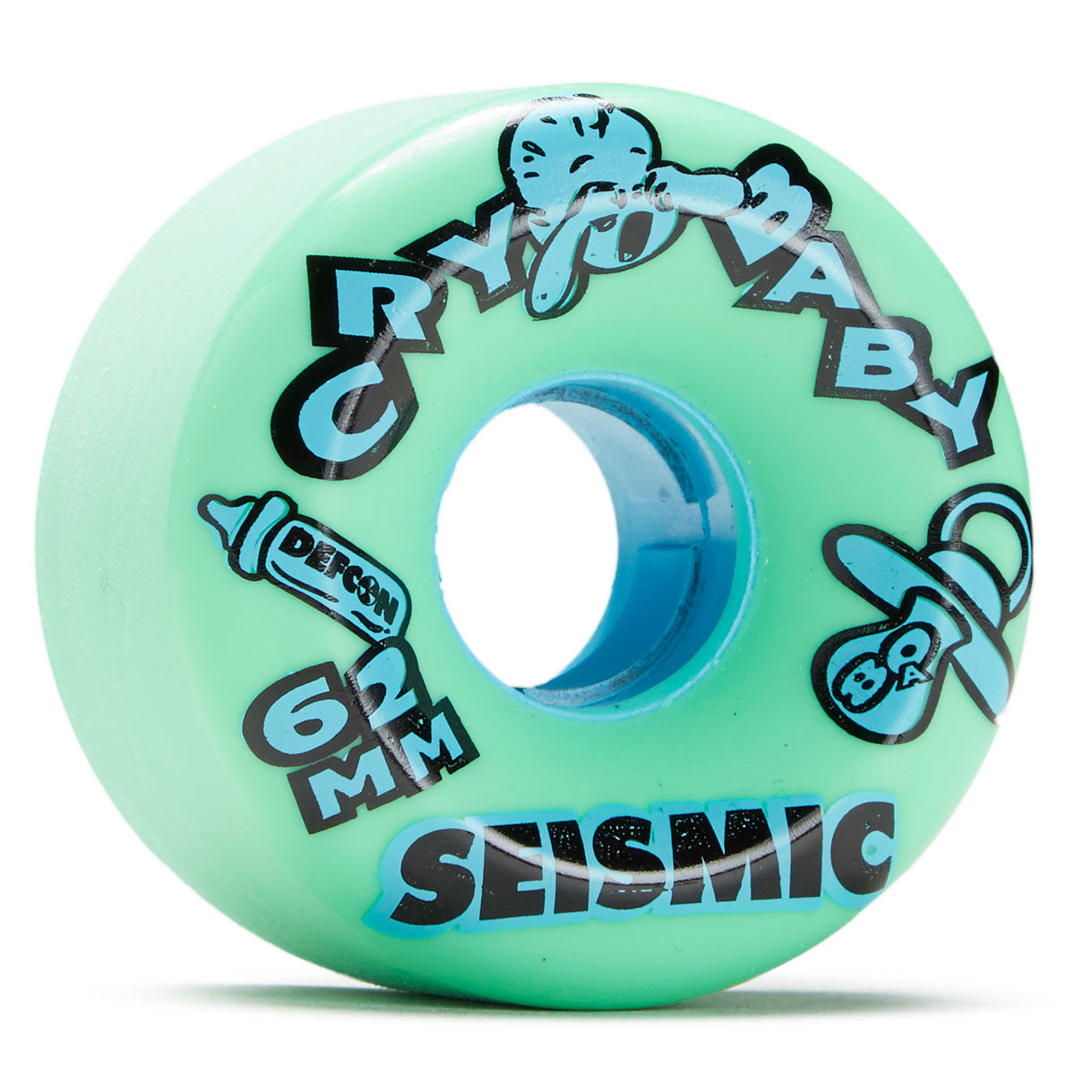 Seismic Wheel Crybaby Mint 80a Longboard Wheels - Mint - 62mm image 1