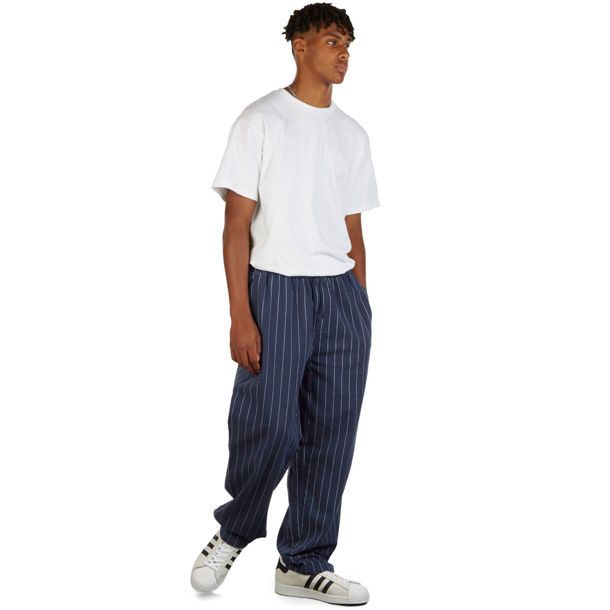 Navy striped pants hotsell