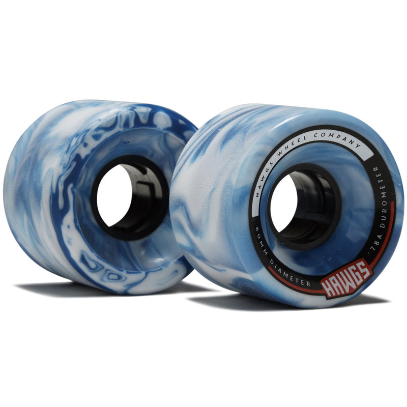 Hawgs Chubby 78a Stone Ground Longboard Wheels - Blue/White Swirl - 60mm