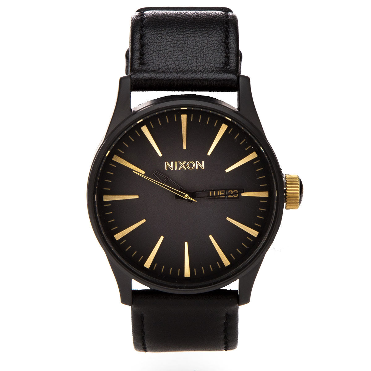 Nixon Sentry Leather Watch - Matte Black/Gold image 1
