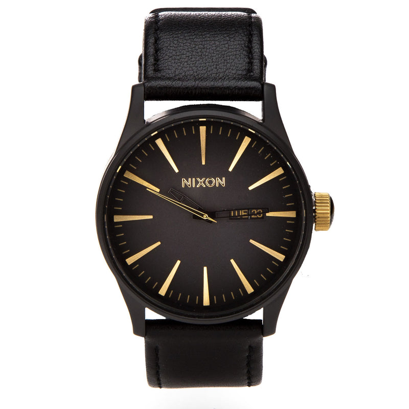 Nixon Sentry Leather Watch - Matte Black/Gold