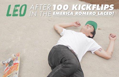100 Kickflips In The Emerica Romero Laced with Leo Romero