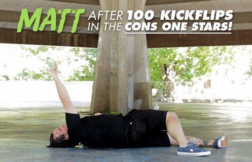 100 Kickflips In The Converse One Star Shoes