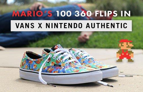 100 Kickflips (360 Flip Edition) In The Vans X Nintendo Authentic Shoes