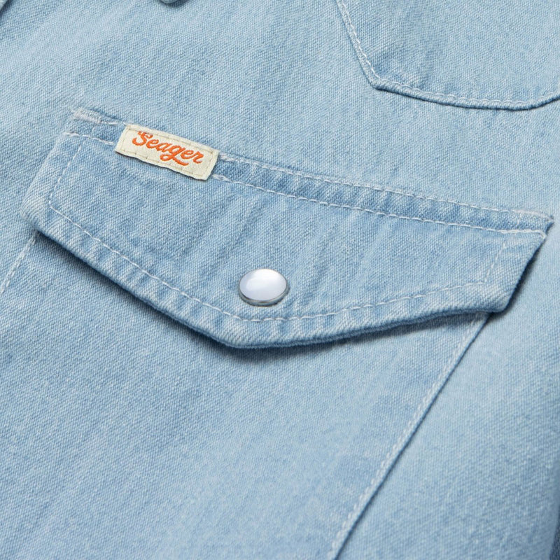 Seager Reagan Long Sleeve Pearl Snap Shirt - Light Wash