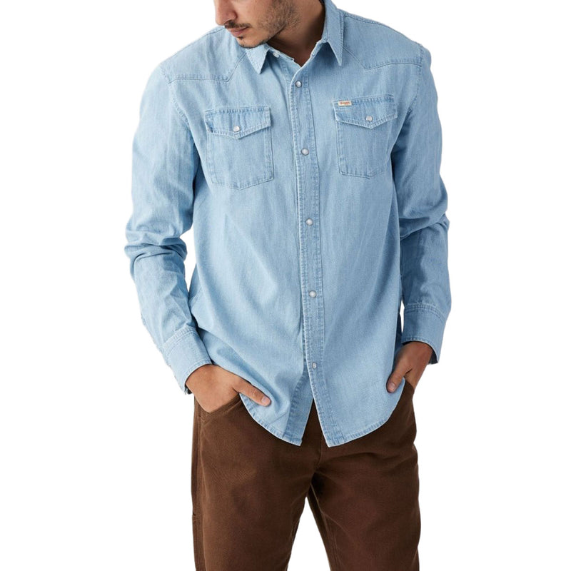 Seager Reagan Long Sleeve Pearl Snap Shirt - Light Wash