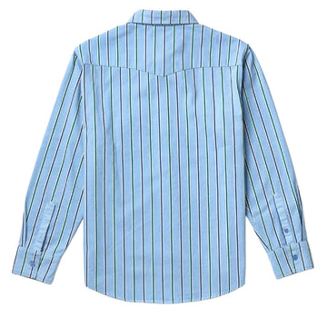 Seager Amarillo Long Sleeve Shirt - Steel Blue Stripe