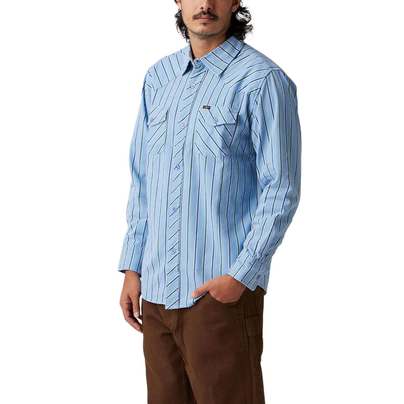 Seager Amarillo Long Sleeve Shirt - Steel Blue Stripe