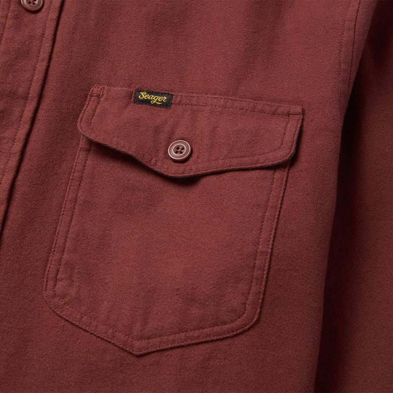 Seager Calico Flannel Solid Shirt - Red Rock