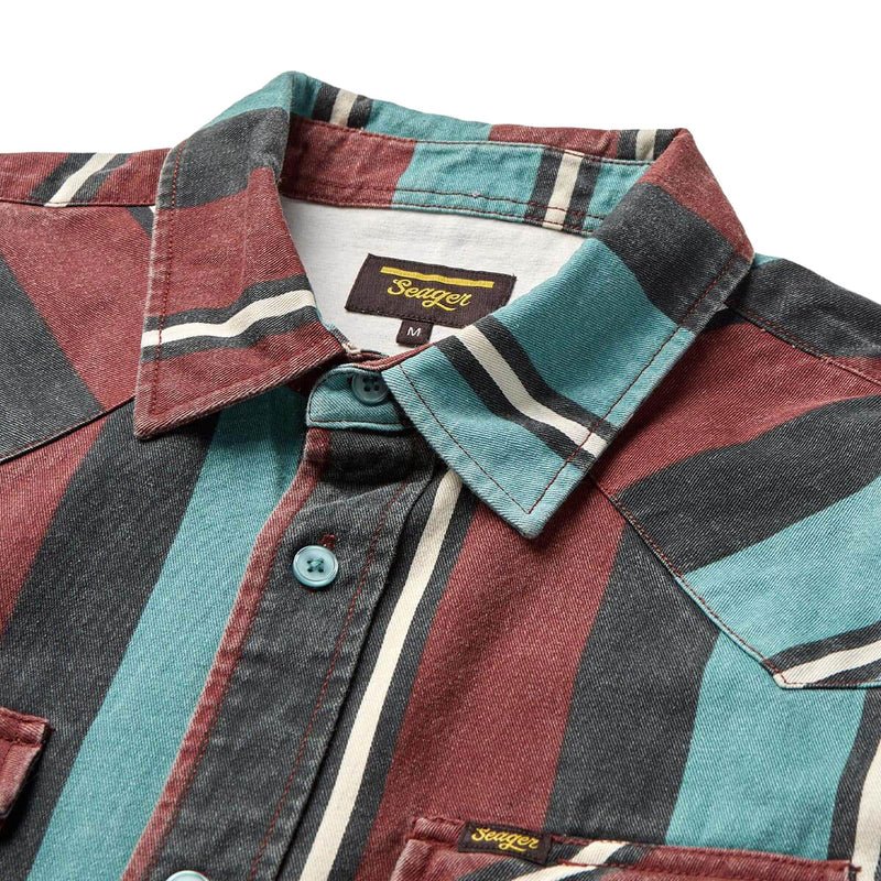 Seager Amarillo Long Sleeve Shirt - Turquoise Stripe
