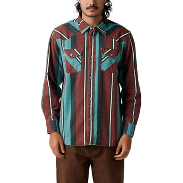 Seager Amarillo Long Sleeve Shirt - Turquoise Stripe
