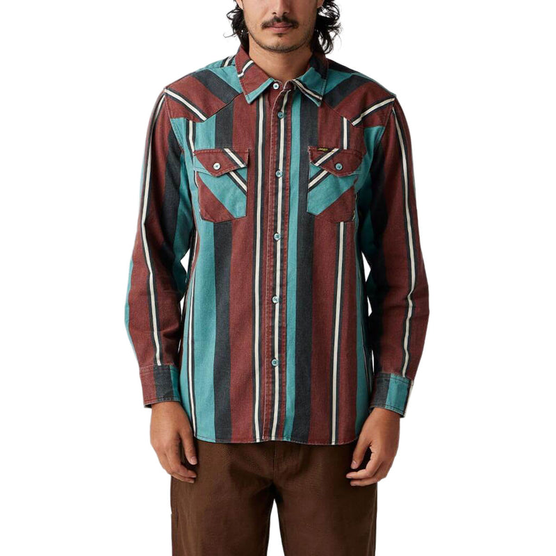 Seager Amarillo Long Sleeve Shirt - Turquoise Stripe