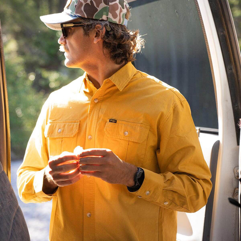 Seager Chief Long Sleeve Over Shirt - Washed Amber Gold