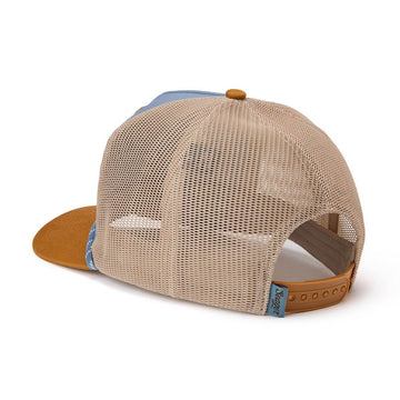 Seager Branded Trucker Snapback Hat - Blue/Tan