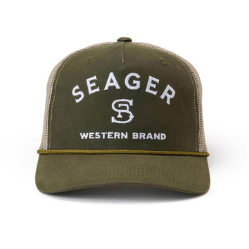 Seager Branded Trucker Snapback Hat - Green Waxed Canvas