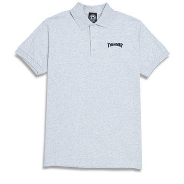 Thrasher Logo Embroidered Polo Shirt - Grey