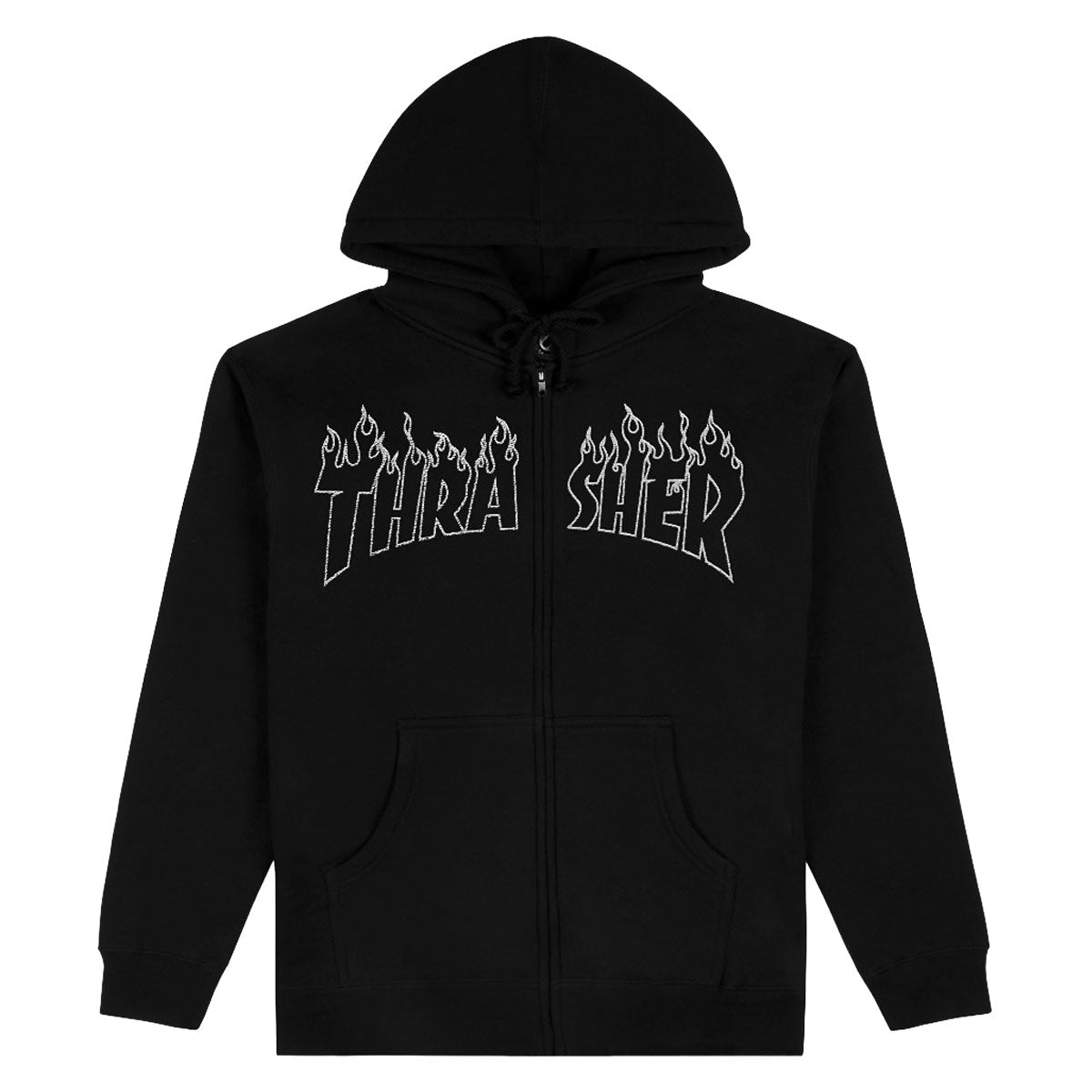 Thrasher Flame Embroidered Zip Hoodie - Black – CCS