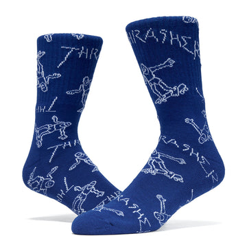 Thrasher Gonz Crew Socks - Blue/White