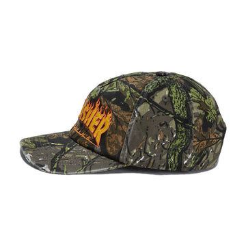 Thrasher Flame Distressed Snapback Hat - Camo