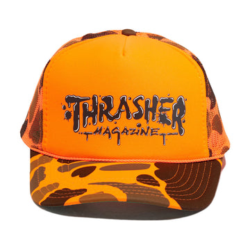 Thrasher Wet Paint Trucker Hat - Orange Camo