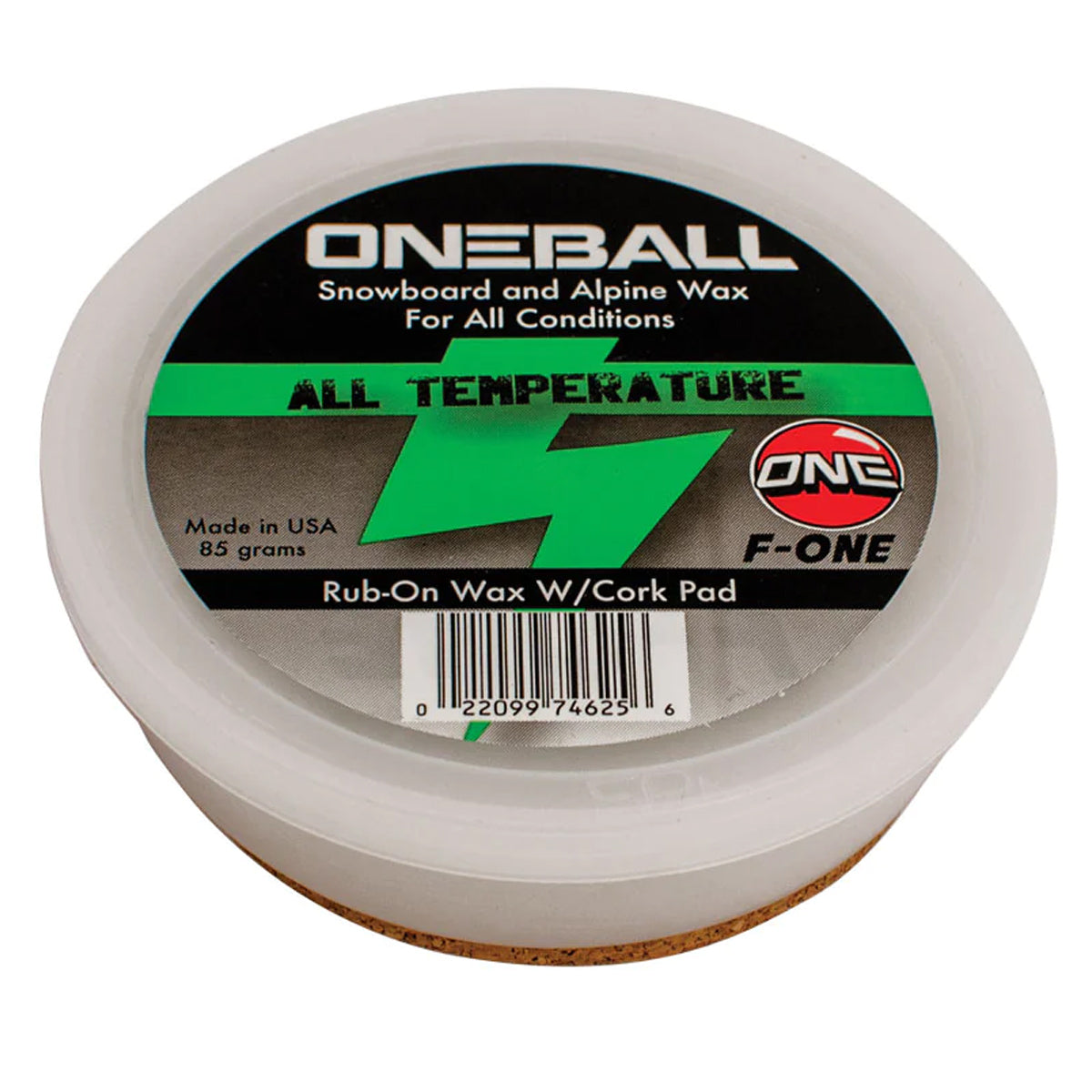 One Ball Jay F-1 Rub On Wax All Temp With Cork Applicator Snowboard Wax - 85g image 1