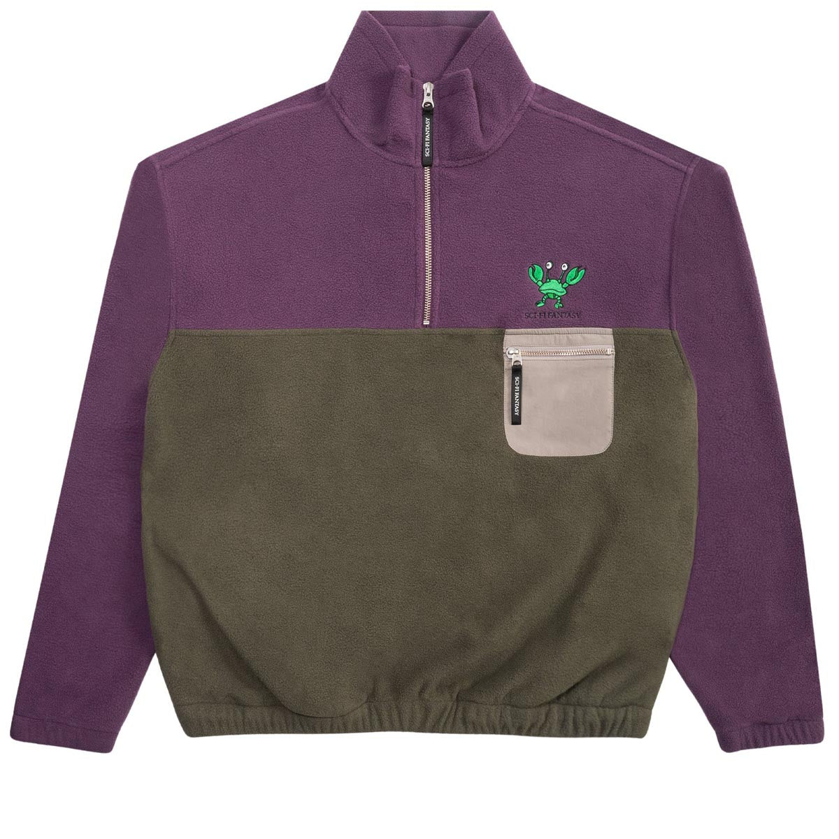 Sci-Fi Fantasy Crab Quarter Zip Sweatshirt - Olive image 1