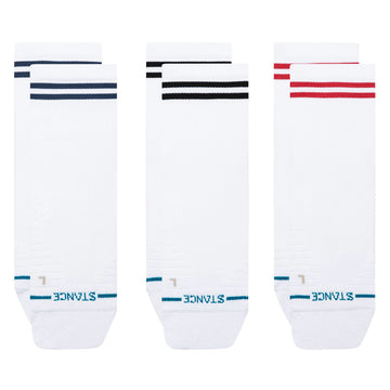 Stance Lined Up Mid Quarter 3 Pack Of Socks - White