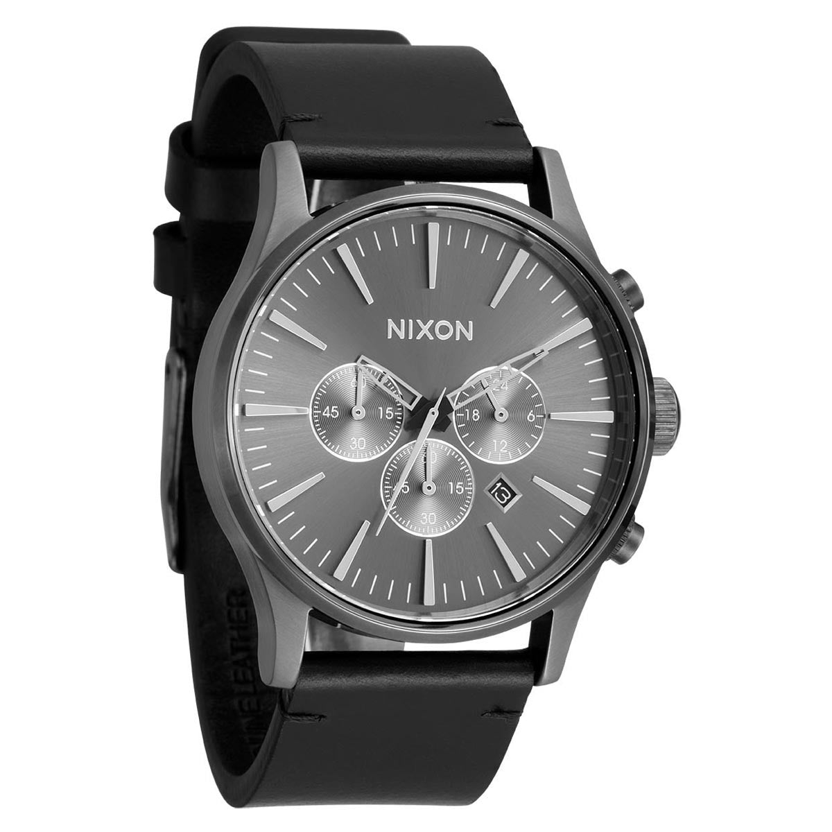 Nixon Sentry Chrono Leather Watch - All Gunmetal/Black image 3