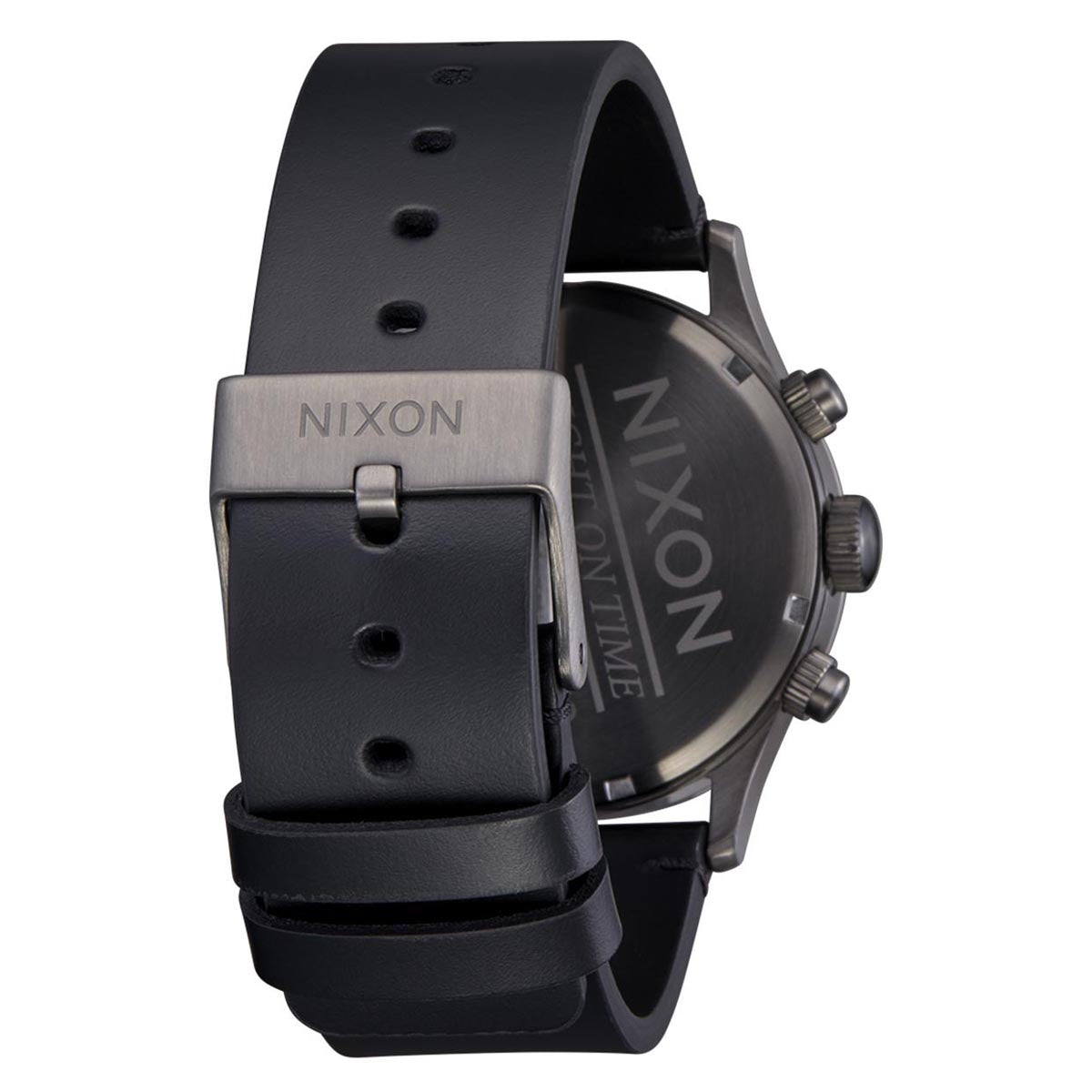 Nixon Sentry Chrono Leather Watch - All Gunmetal/Black image 4