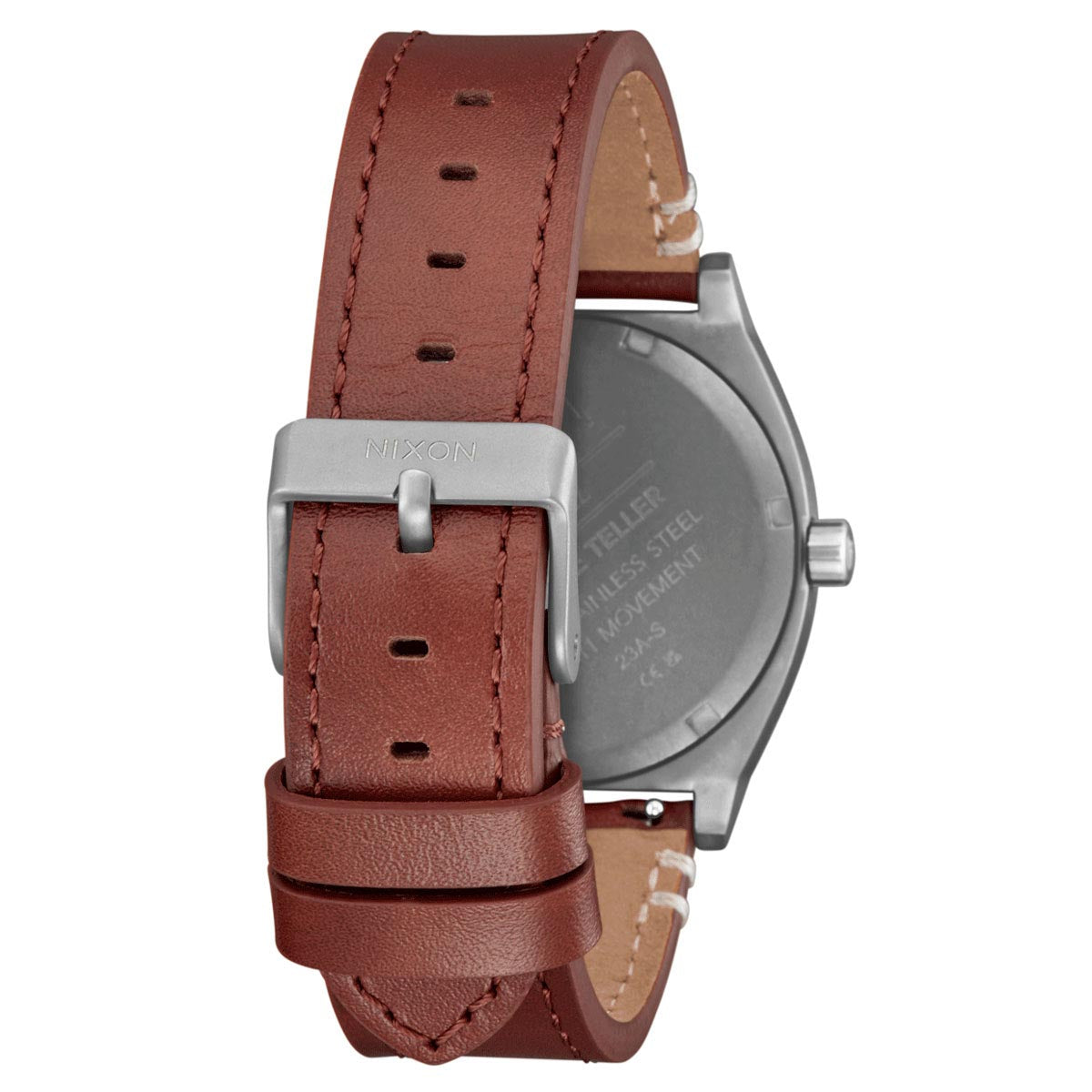 Nixon Time Teller Leather Watch - Light Gunmetal/Basalt/Sienna image 3