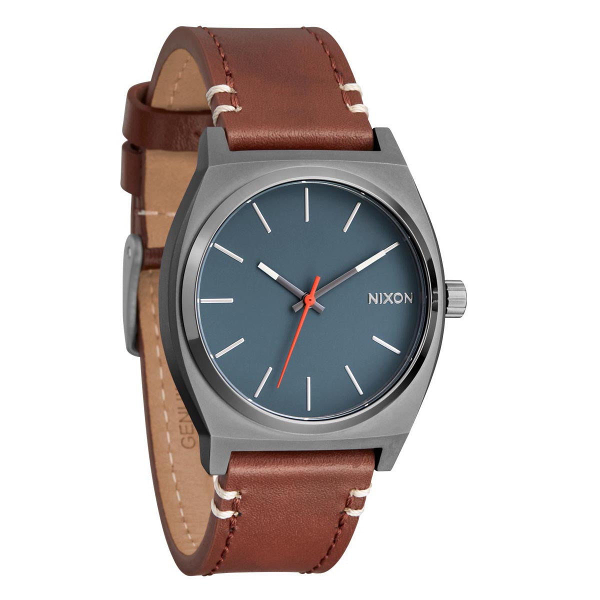 Nixon Time Teller Leather Watch - Light Gunmetal/Basalt/Sienna image 4