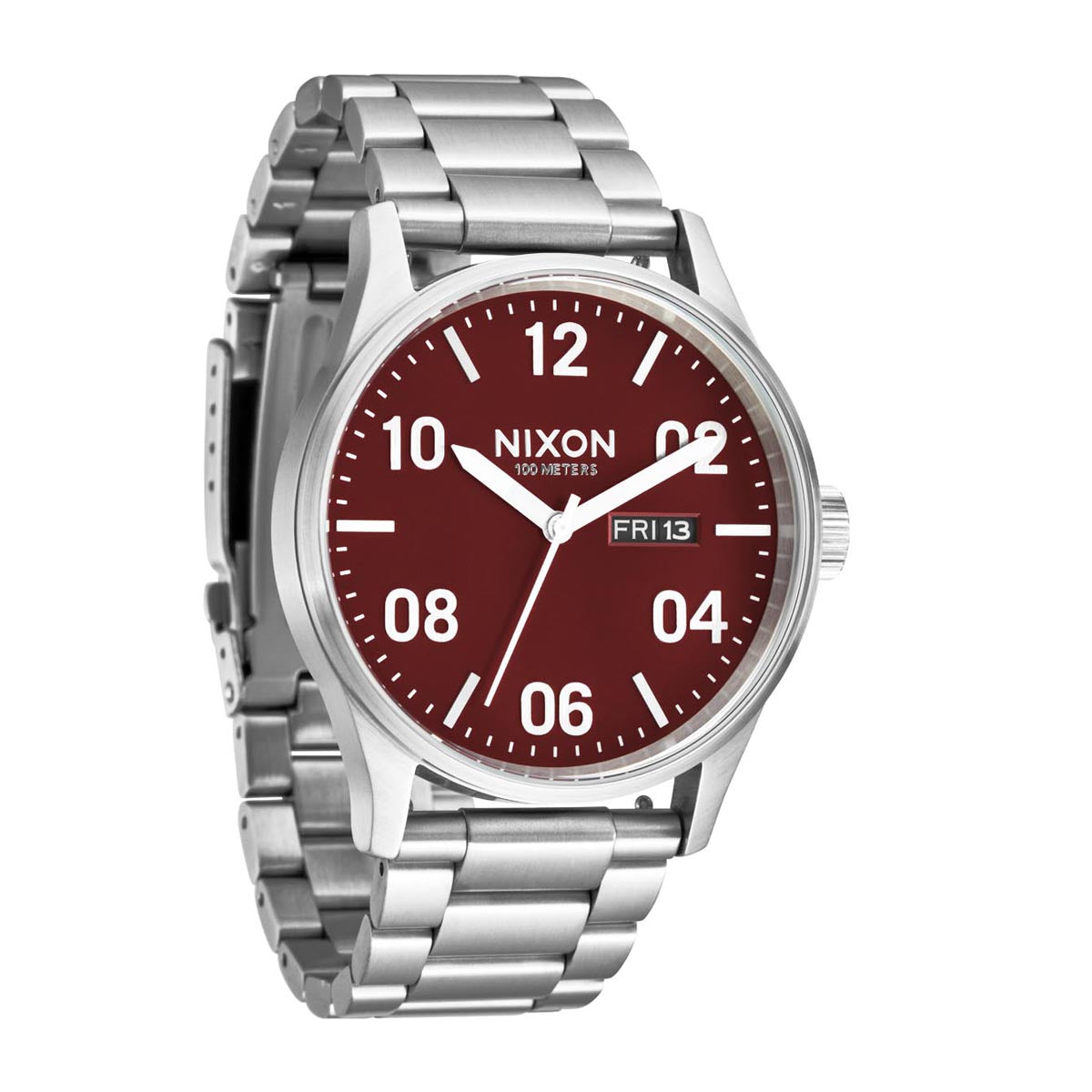 Nixon Sentry Stainless Steel Watch - Silver/Cranberry image 3