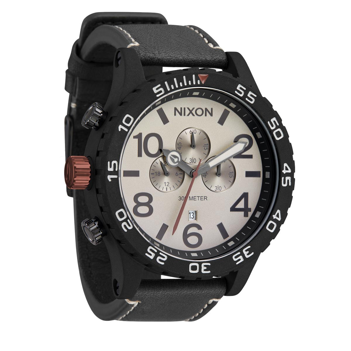 Nixon 51-30 Chrono Leather Watch - Black/Pumice/Charcoal image 1