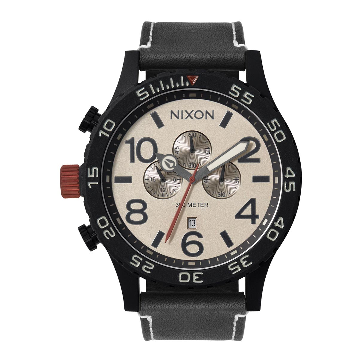 Nixon 51-30 Chrono Leather Watch - Black/Pumice/Charcoal image 4