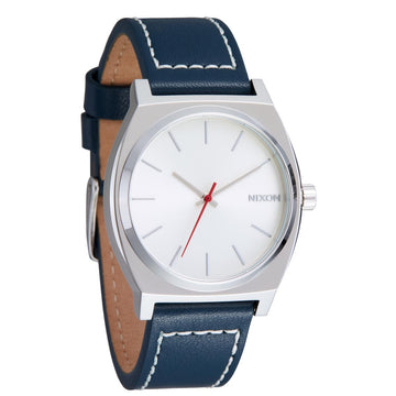 Nixon Time Teller Leather Watch - Silver/Cloud/Indigo